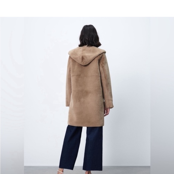 Zara faux suede and fur reversible jacket with hood - Picture 4 of 5